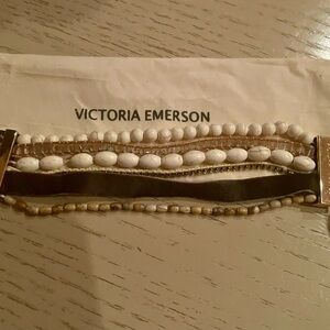 Victoria Emerson White and Brown Beaded Bracelet